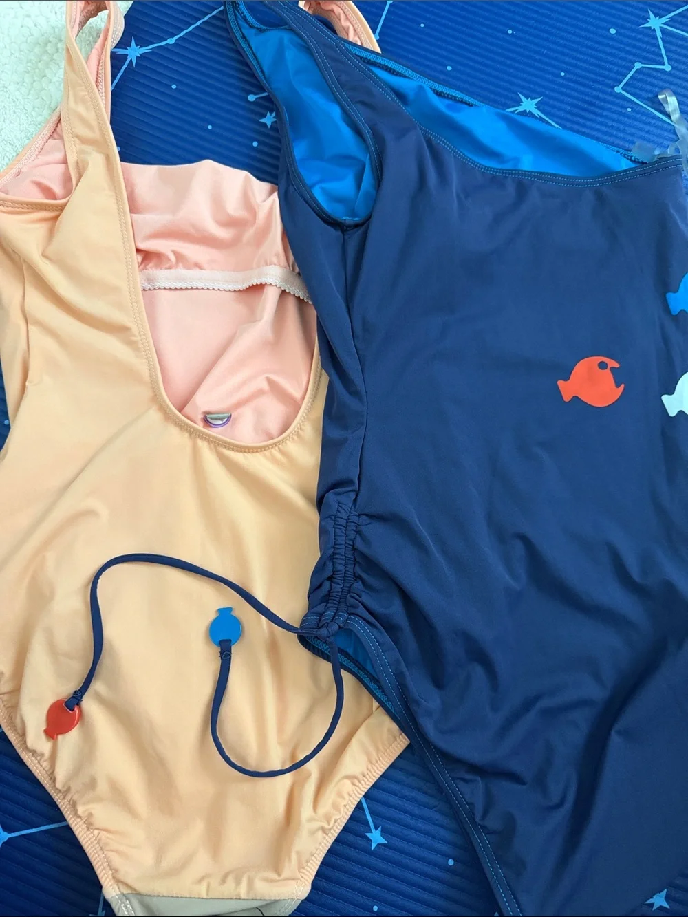 Marc Jacobs Kids Peach & Navy One-Piece Swimsuits